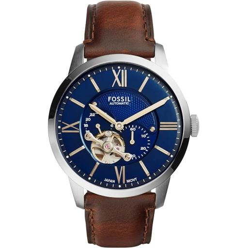 Fossil Townsman Skeleton Dial Leather Automatic Watch ME3110